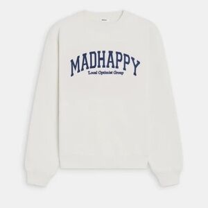Madhappy White Crewneck with Navy Logo